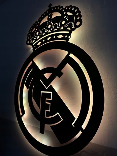 Falfestészet - FC Real Madrid 3D wooden wallKép futball címer ajándék