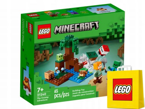  LEGO Minecraft 3215125 LEGO MAINECRAFT 21240 ZOMBIE MINECRAFT SWAMPS ADVENTURE + LEGO papírzacskó 6315786 sárga 24x8x18 cm