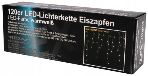 Karácsonyi fények - Karácsonyi jégcsap LÁMPÁK Outdoor 120 LED meleg fehér