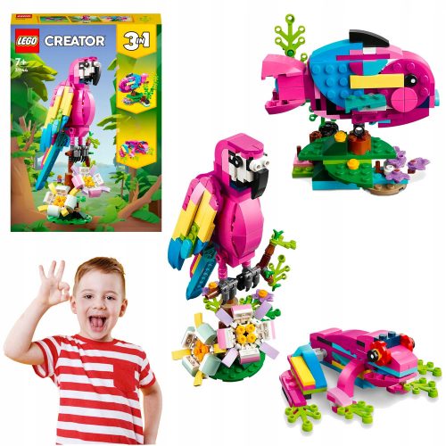  LEGO CREATOR EXOTIC PINK TROPICAL PAPAGÁG 3 az 1-ben HALBÉKA SZÍN VIRÁGOK