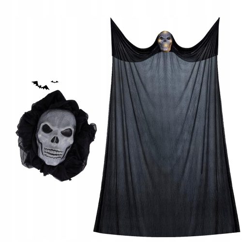 Függő szellemmaszk dekoráció LED -vel a Halloween Black 330*180cm -en