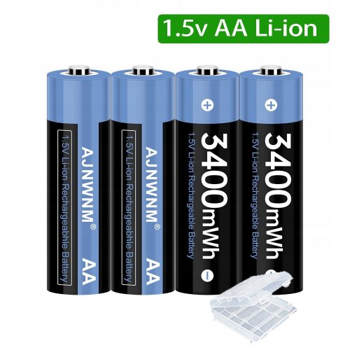 AA lítium-ion akkumulátor 3400 MWh és 1,5 V feszültséggel