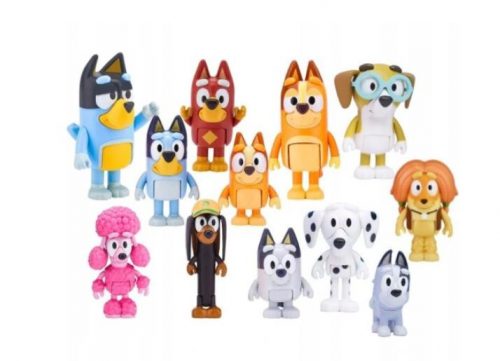 Játék figura - 12x kutyák családi barátok Bluey és Bingo Family Family Bluey