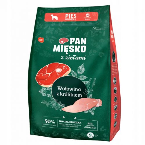  Pan Mięsko száraz marhahús étel 9 kg