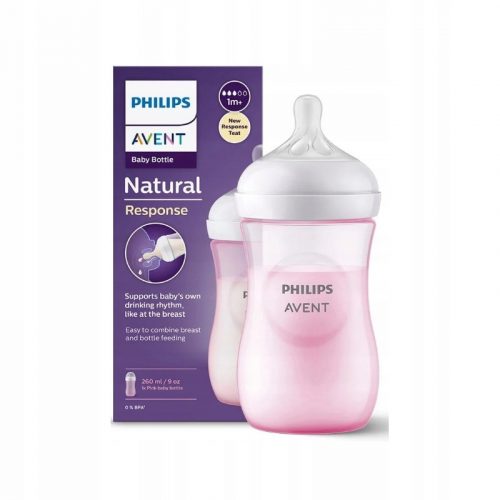 Bébiüveg - Avent Natural Response Anti -Colonel palack 260ml Pink 903/11