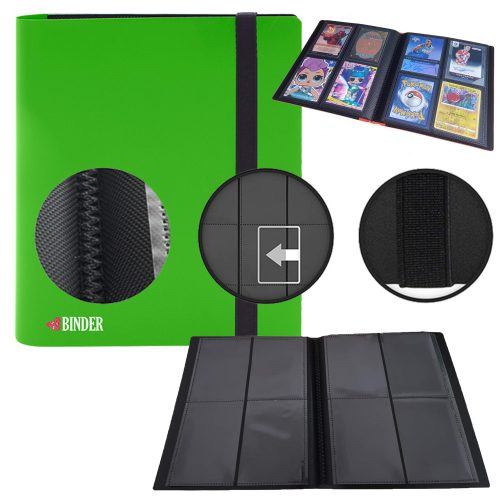  Safe Cards Storage 4 Pocket Green Binder gyűjtői kártyaalbum, 160 kártya