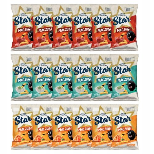 Maczugi Star ketchup kukorica chips + tészta + pizza MIX 18x 80g