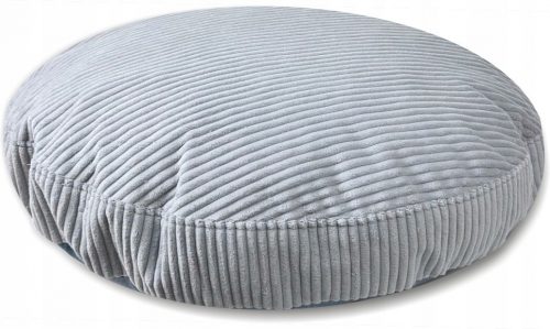 Modern Pouf kerek párnahuzat kordbársony szürke henger 70x70 cm