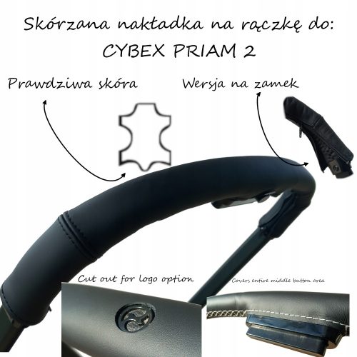  Teljes bőr huzat cipzárral a Cybex Priam 2/4 és E-priam babakocsi fogantyújához