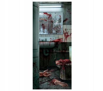  Függöny banner BLOODY SLAUGHTER a WC-ben Halloween horrorhoz