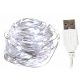  LÁMPÁK vezetéken, 100 LED, USB, hossza 10 m HIDEG