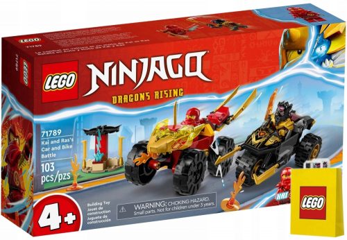  LEGO Ninjago Kai és Ras autó-bicikli párbajban 71789 + LEGO papírzacskó