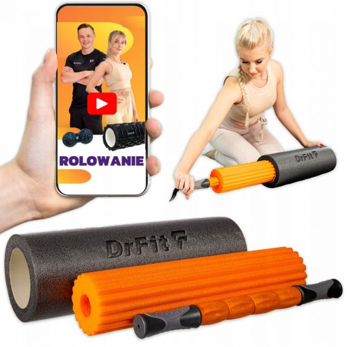  DrFit Roller görgős masszázs regeneráló rehabilitációs jógakészlet 3 az 1-ben ø15x45cm