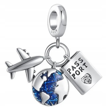  CHARMS PENDANT TRAVEL PASSPORT AIRPLANE GLOBUS