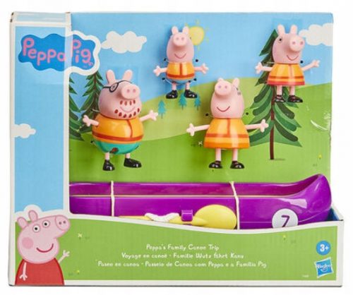  PEPPA PIG KENU, 4 FIGURINÁK KÉSZLET KAJAKI UTAZÁS