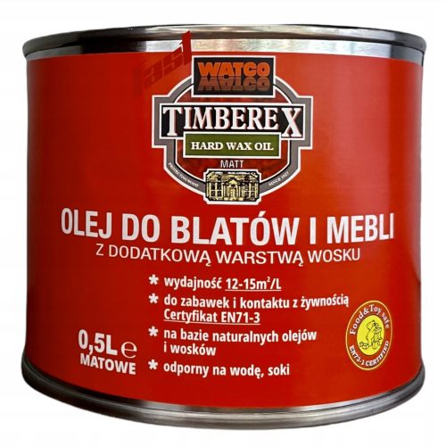  Timberex Hard-Wax Olaj munkalapokhoz és bútorokhoz 500 ml matt