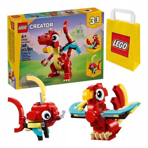  LEGO Creator 3 az 1-ben 31145 Vörös sárkány + LEGO 6315786 PAPÍRTASKA VP SMALL S 24X18X8