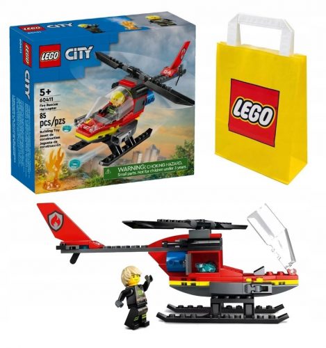  LEGO City 60411 tűzoltó helikopter + papírtáska LEGO 6315786 sárga 24x8x18 cm