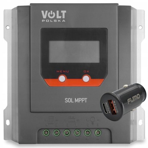 Volt Polska SOL MPPT 20 A napelemes vezérlő + FUMO 3000 mA USB autós töltő