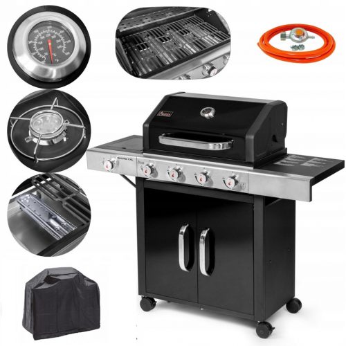  PREMIUM ACTIVA GAS GRILL 4+1 égős BURKOLAT / ÖNTÖTTVAS Rács / SZEKRÉNY