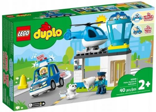  LEGO Duplo 6379240 Főkapitányság Rendőrkapitányság autós helikopter figurák nagy kockák 2-3 évesek számára