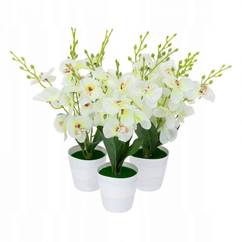  Mesterséges orchidea Vergonic cserépben, 40 cm, fehér