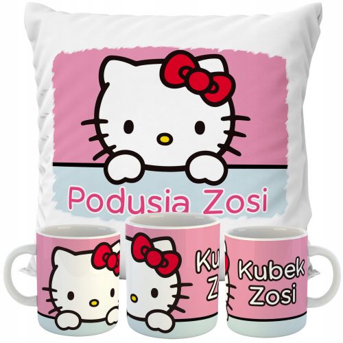  SZETT PÁRNA + BÖGRE HELLO KITTY NAME SZÜLETÉSNAPI AJÁNDÉK KÜLÖNBÖZŐ KIALAKÍTÁSOK