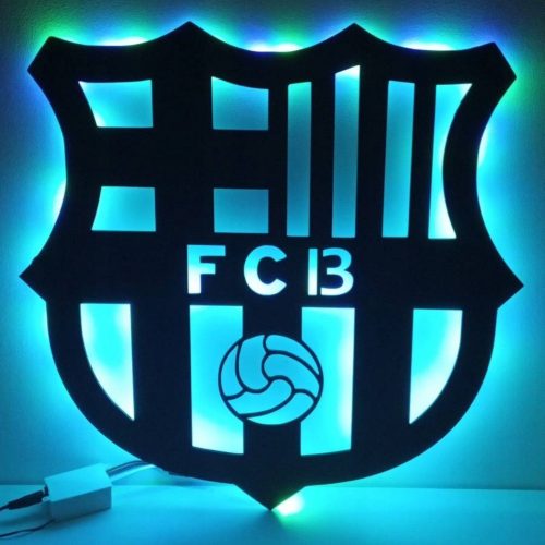 Falfestészet - FC Barcelona Picture Fa Football Crest ajándék LED éjszakai lámpa