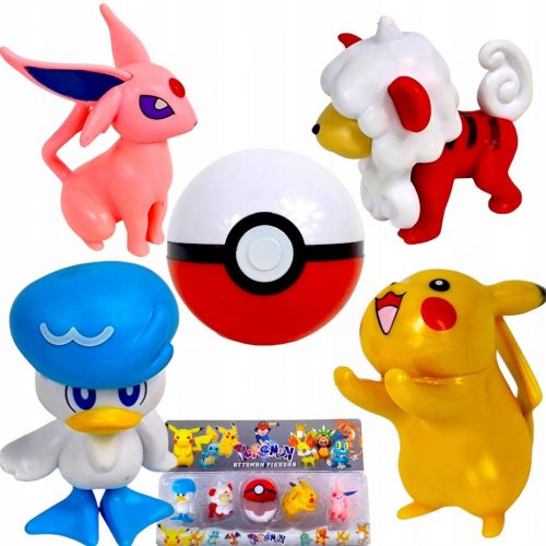  POKEMON FIGURA KÉSZLET 5 az 1-ben POKEBALL LABDA FIGURÁK 4. ÁBRA DARAB PIKACHU