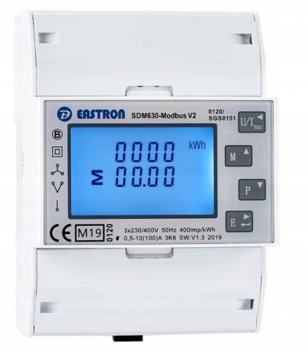 Háromfázisú EASTRON SDM630M Modbus V2 100A MID számláló