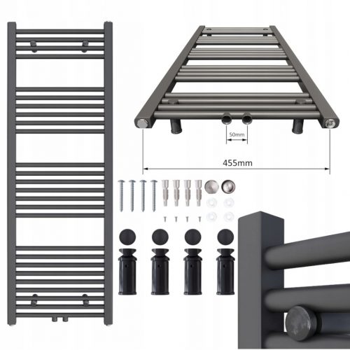  Aquabad vizes fürdőszoba radiátor 553 W 500 x 1400 mm antracit, szürke