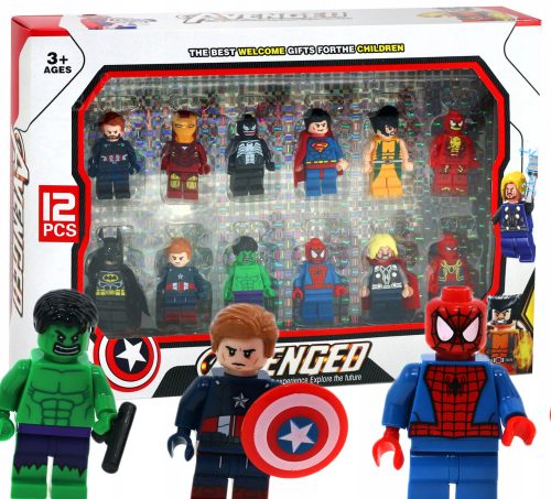  BLOCKS miniFIGURES AVENGERS Hulk, Pók, Rozsomák 12 figura