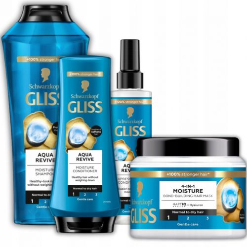  Gliss Aqua Revive sampon maszk kondicionáló száraz és normál hajra 4 db