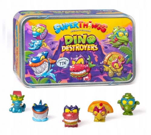  SUPER ZINGS Things Tin Dino Destroyers Fémdoboz 5 figura