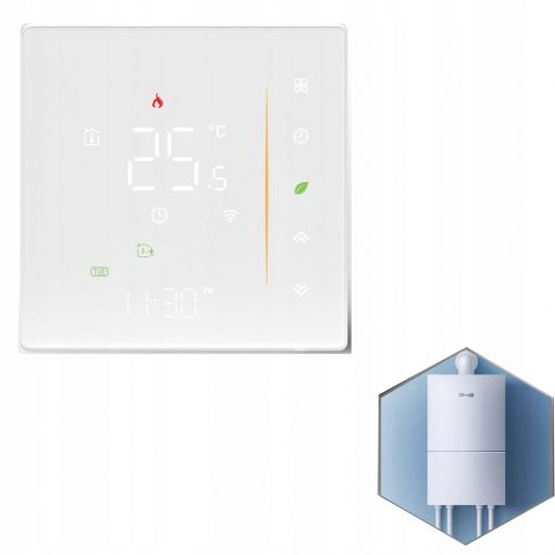  ZIGBEE Intelligens kazán fűtési termosztát, fekete, programozható, fehér