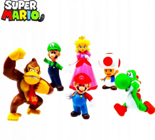  SUPER MARIO BROS 6 db figurából álló JÁTÉK KÉSZLET AJÁNDÉK GYERMEKNEK