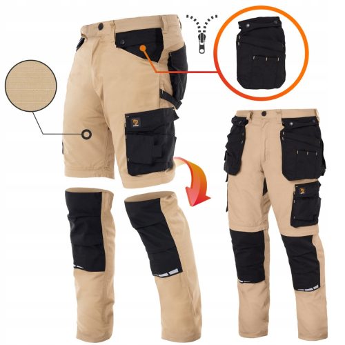 MUNKANADRÁG 2 AZ 1-BEN ZEUS KHAKI RIP STOP CARGO PANTS 46