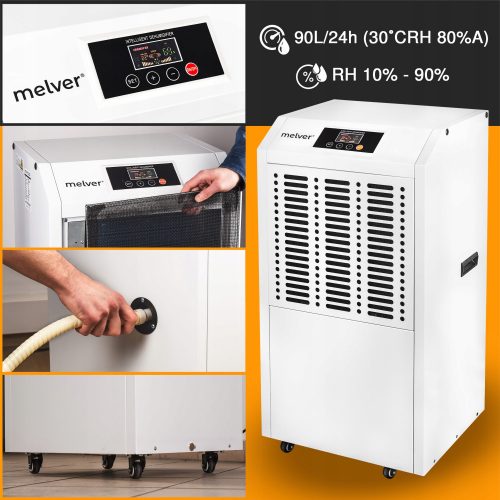 Ipari páramentesítő 90L/24h Nedvességelnyelő 1600 Watt MELVER