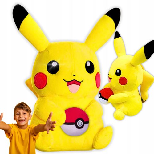  Ikonikus Pikachu kabalája pokeballal - nagy plüss Pokemon puha, 40 cm