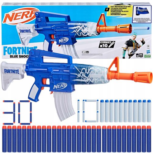  NERF FORNITE BLUE SHOCK LAUNCHER + FOAM DARTS 30 BLUE