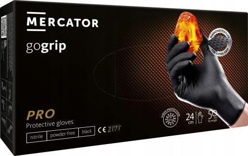 Mercator Medical GO GRIP BLACK EXTRA STRONG kesztyű 9 - L 25 pár