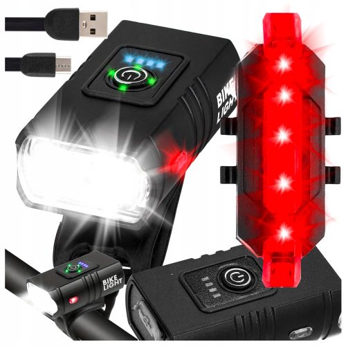  BICYCLE LIGHT LED tartó első hátsó USB kerékpár lámpa szett