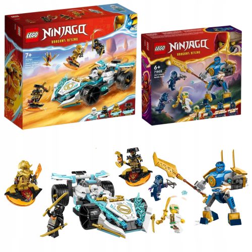  LEGO Ninjago Zane Dragon Spinjitzu versenyautó 71791 + LEGO Ninjago Jay mech harci készlet 71805