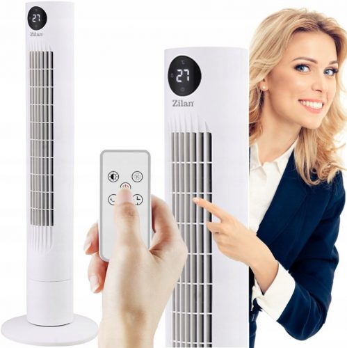  OSZLOP VENTILÁTOR 60W FEHÉR 90CM + TÁVIRÁNYÍTÓ OSCILLÁCIÓS HŐMÉRŐ TURBO TELJESÍTMÉNY