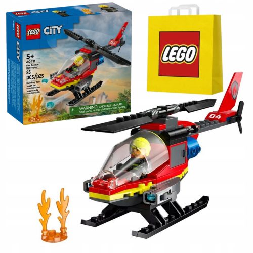  LEGO City 60411 tűzoltóhelikopter + LEGO papírzacskó