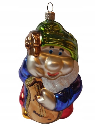  ÜVEG KARÁCSONYI GOLYÓK Gnome szemüveggel, 11 cm