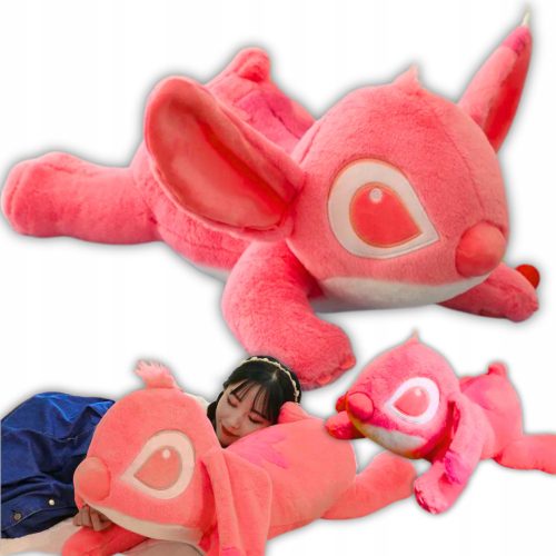  Stitch Mascot Pink XXL 75cm nagy plüss Stitch párna fekvő aranyos