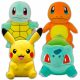  Pokémon kabalák 4 kitömött állat 25 cm-es Pikachu Bulbasaurus Squirtle Charmander