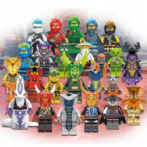  NINJAGO FIGURINES SZETT 24 DB BLOKK TARTOZÉKOK