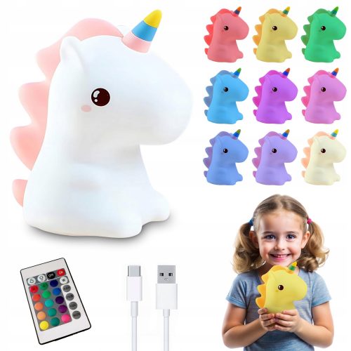  SZILIKON LED ÉJSZAKAI LÁMPA RAINBOW UNICORN USB